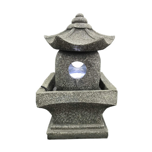 Hi-Line Gift 79555-E Pagode Fontein met Warm Witte Led