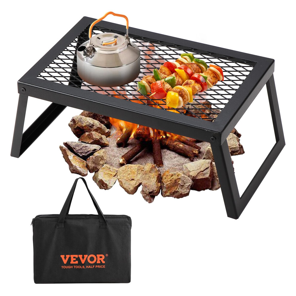 VEVOR Folding Campfire Grill  18 Portable Camping Grates Over Fire Pit  Heavy Duty Steel Mesh Grate  Camp Fire Cooking Equipme