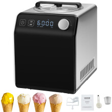 VEVOR Automatischer Eiscrememaker mit integriertem Kompressor, 2 Quart, kein Vorfrieren, Edelstahl