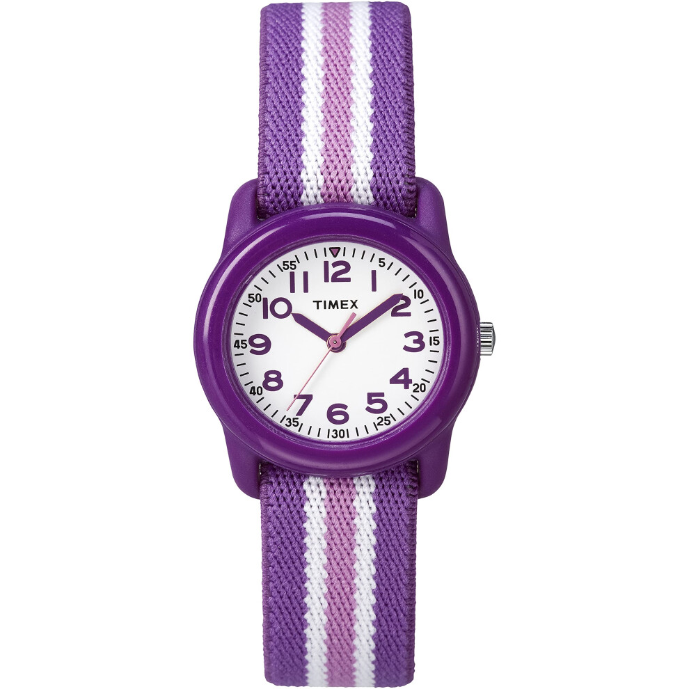 TIMEX TIME MACHINES 29mm Purple Stripe Elastic Fabric Kids Watch