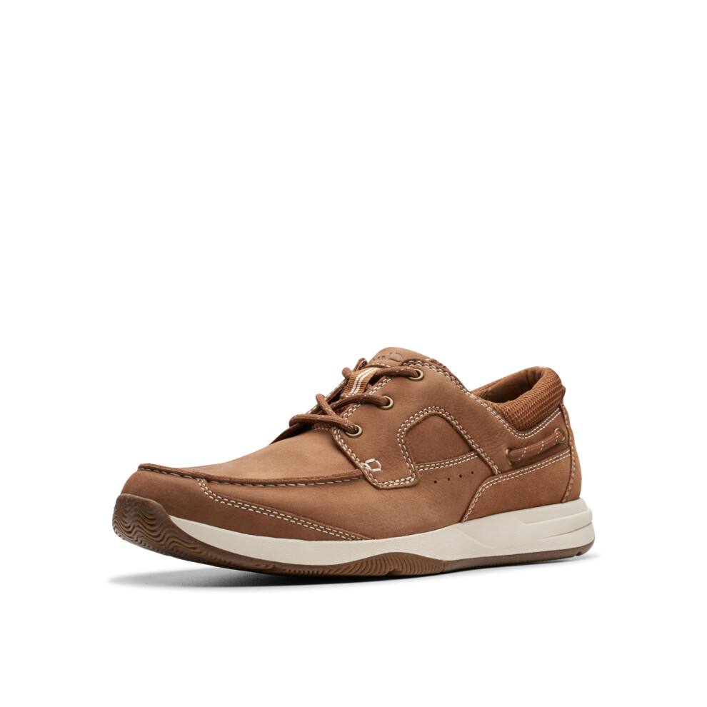 Clarks Mens Sailview Lace Boat Shoe  Light Tan Nubuck  15