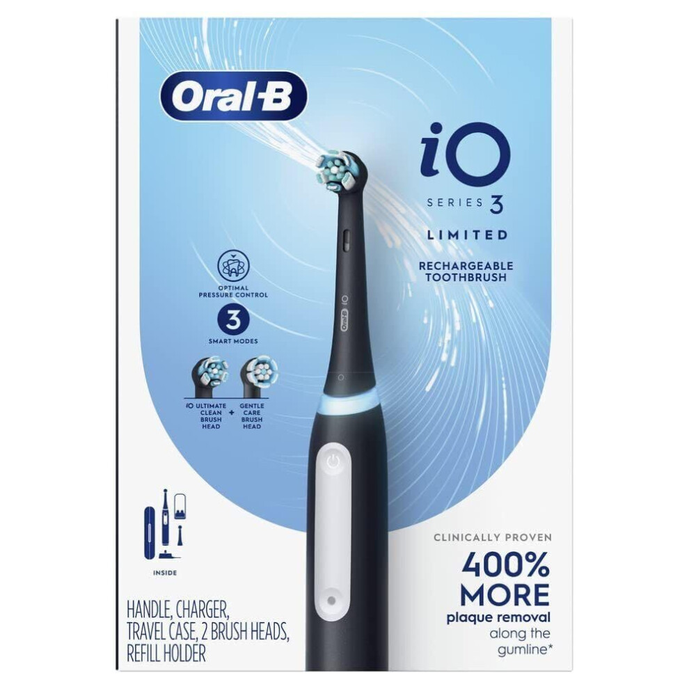 Oral B iO Series 3 Limited Edition Electric Toothbrush with 2 Brush Heads  Ultimate Clean  Gentle Care  Pressure Sensor  Recharg