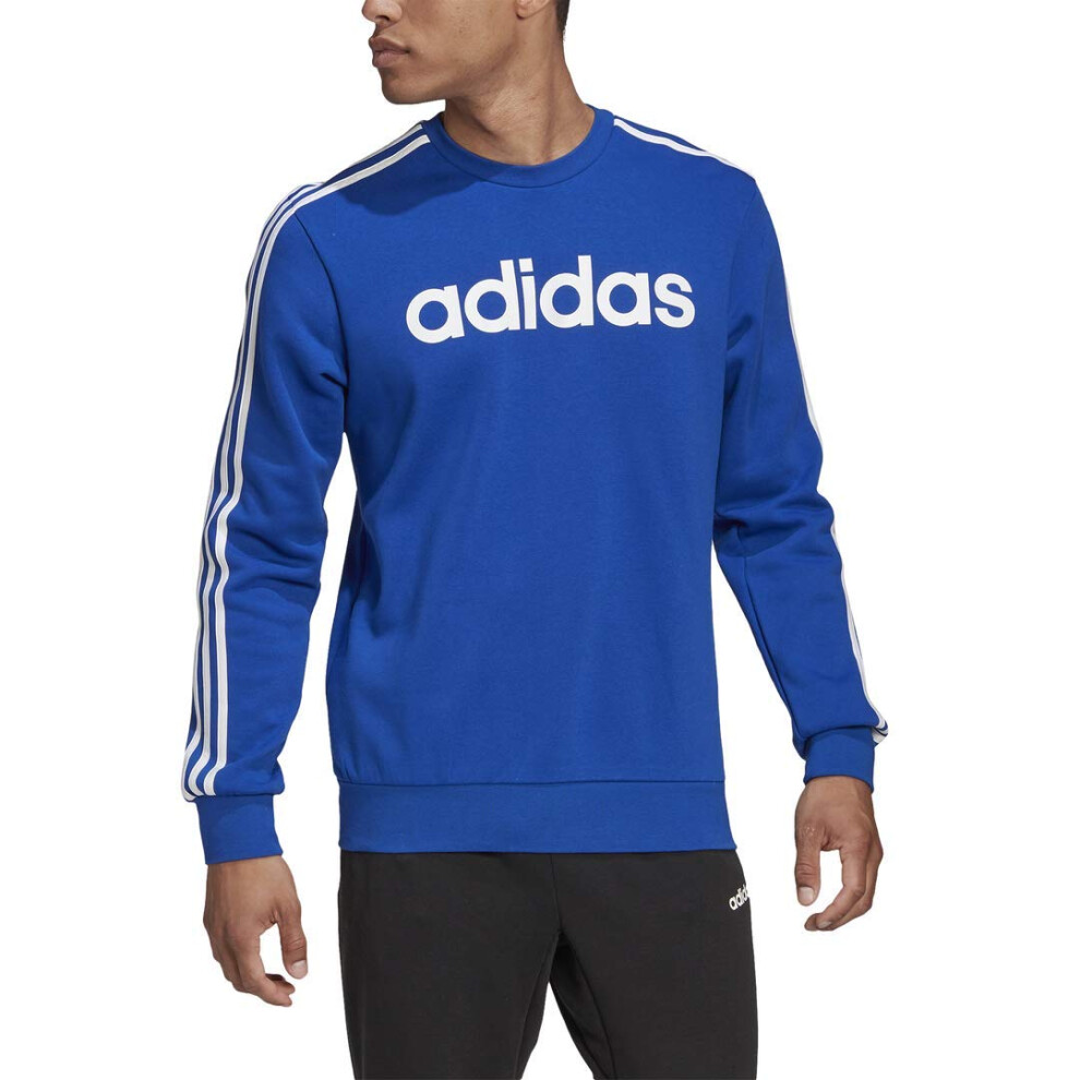 adidas mens Essentials 3Stripes Sweatshirt Team Royal BlueWhite Large