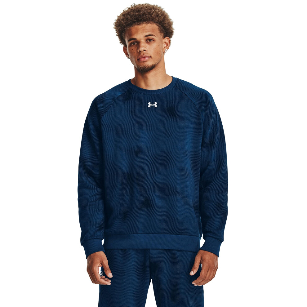 Under Armour Mens Rival Fleece Printed Crew  426 Varsity Blue   White  XSmall