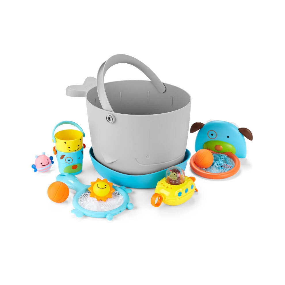 Skip Hop Baby Bath Toy Filled Bucket  Bath Toy  Bucket Gift Set  Grey