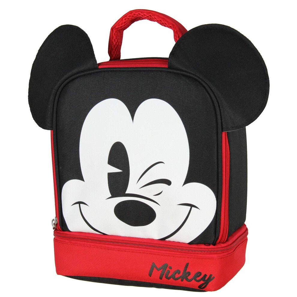 Mickey Mouse Dual Compartment 3D Ears Winking Mickey Insulated Lunch Box