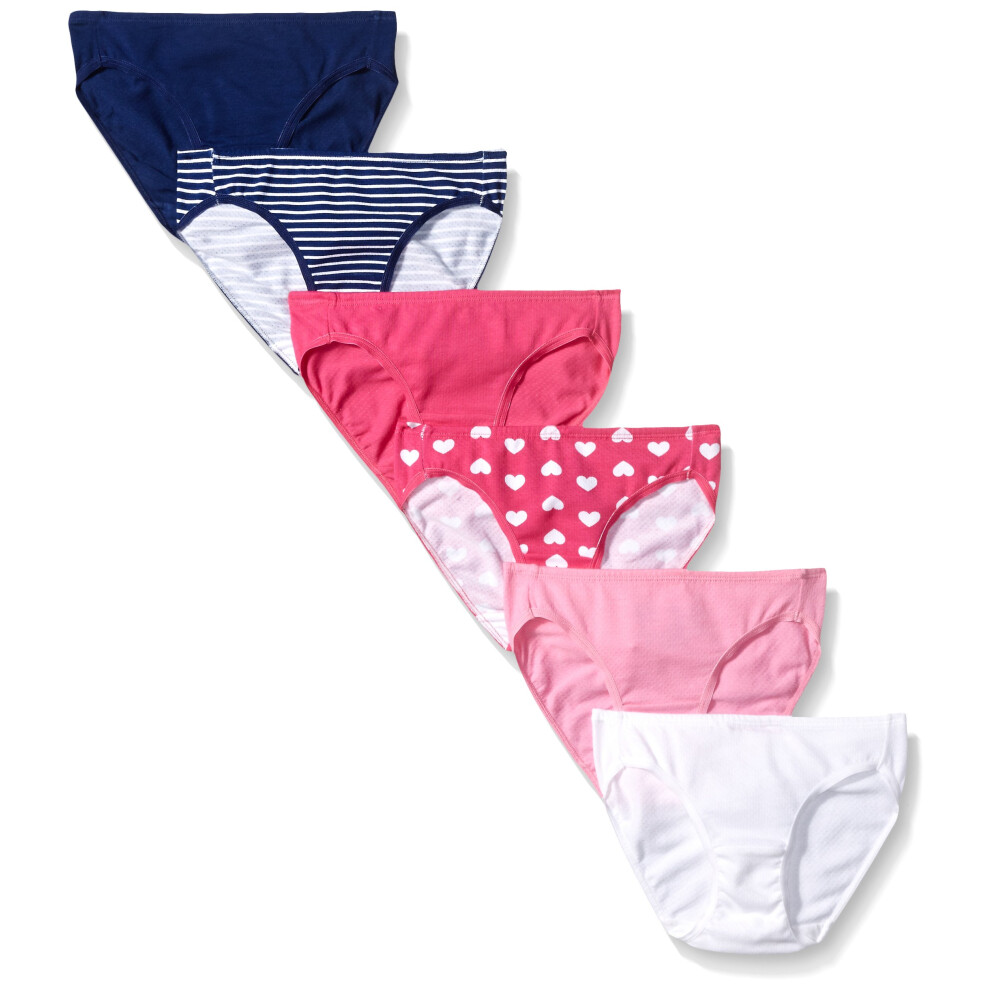 Fruit of the Loom Girls Big Breathable Micro Underwear Pack of 6  Cotton Mesh  Bikini Assorted  8