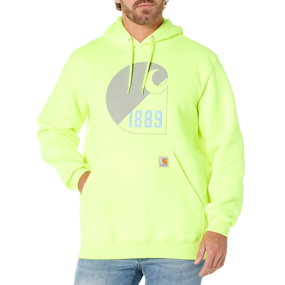 Carhartt Mens Loose Fit Midweight Logo Graphic Sweatshirt 105666  Brite Lime  XLarge