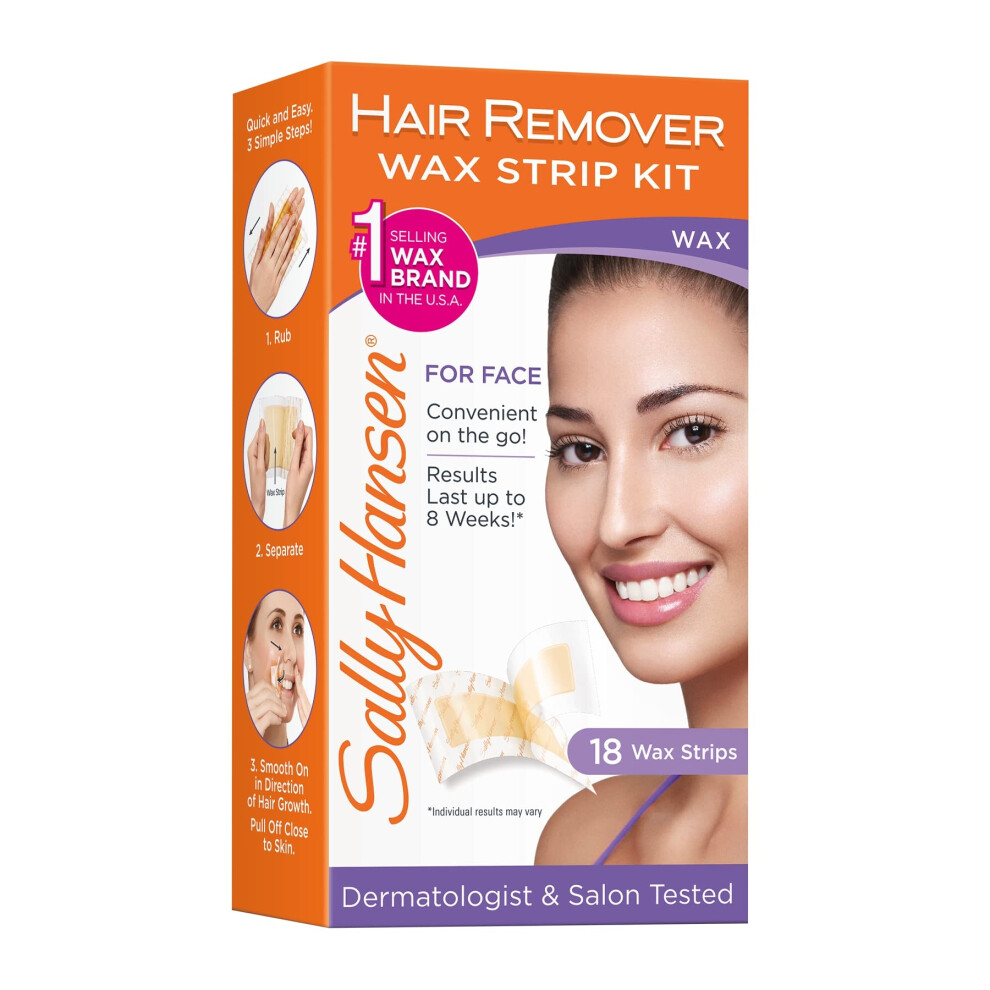 Sally Hansen Hair Remover Wax Strip kit for Face  18 Wax Strips