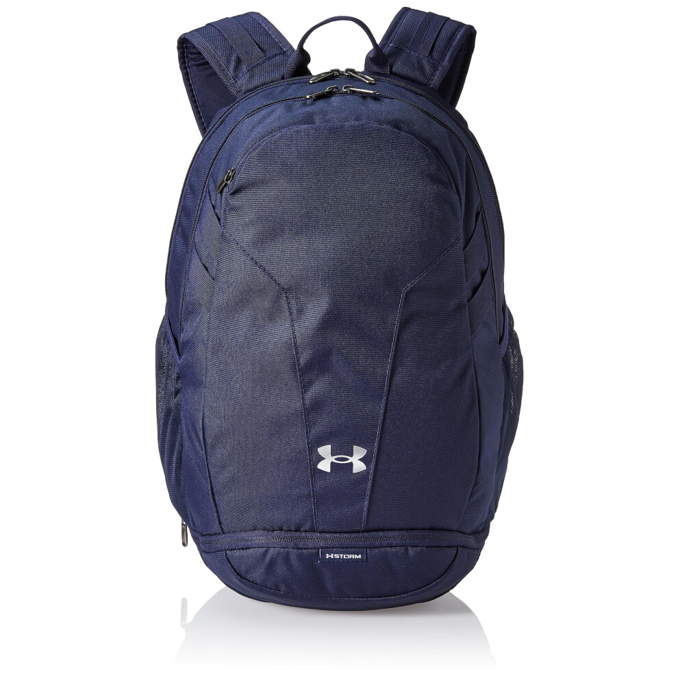 Under Armour Unisex Hustle 50 Team Backpack  410 Midnight NavyMidnight NavyMetallic Silver  One Size Fits All