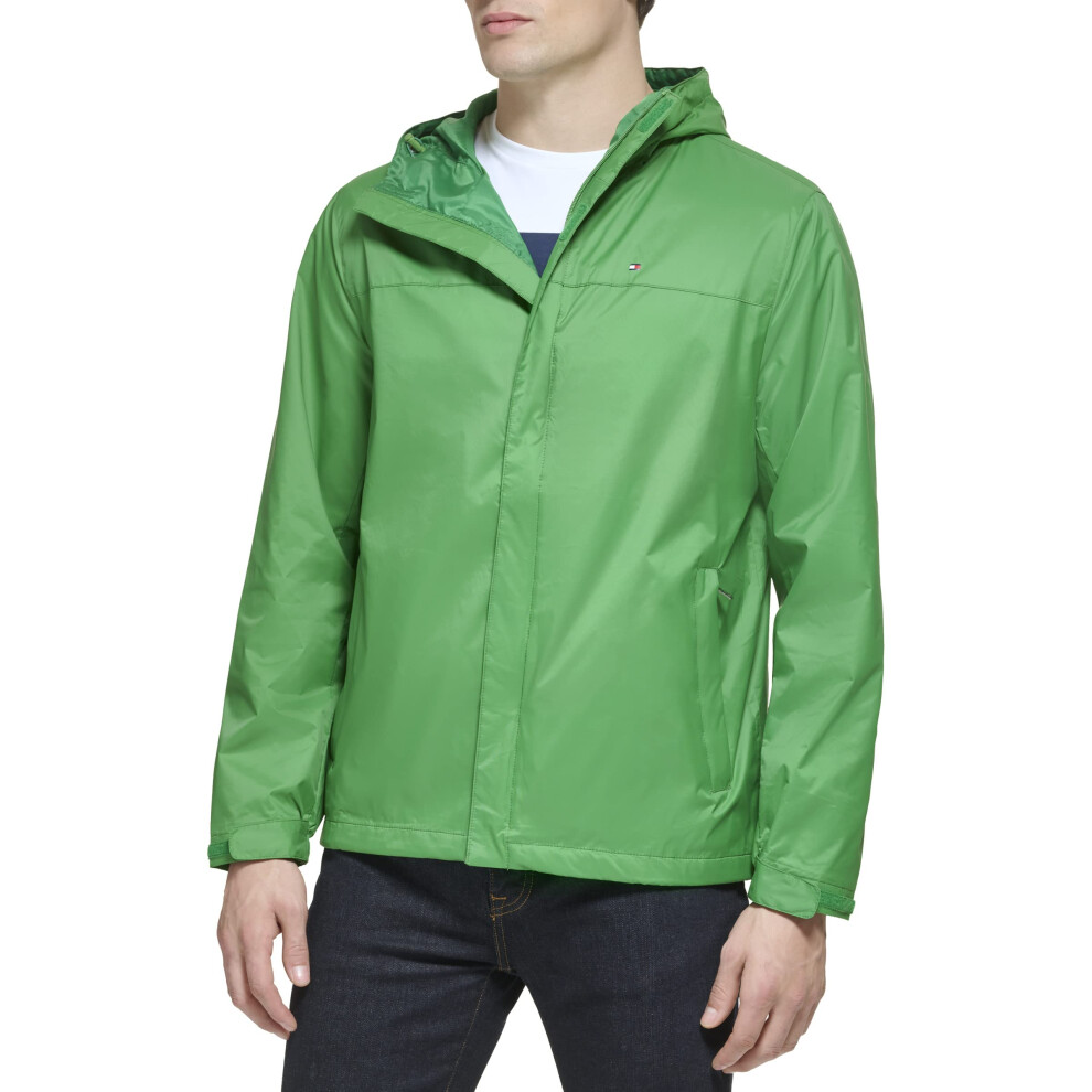 Tommy Hilfiger Mens Lightweight Breathable Waterproof Hooded Jacket  Marine Green  Small