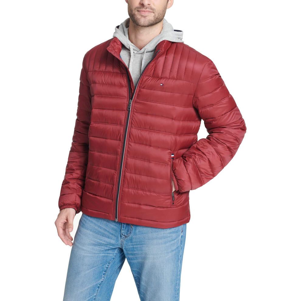 Tommy Hilfiger Mens Real Down Insulated Packable Puffer Jacket  Deep Red Pepper  XXLarge