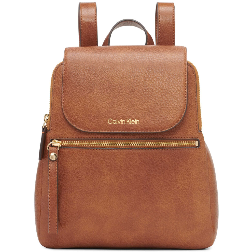 Calvin Klein Reyna Novelty Key Item Flap Backpack  Caramel Combo  One Size