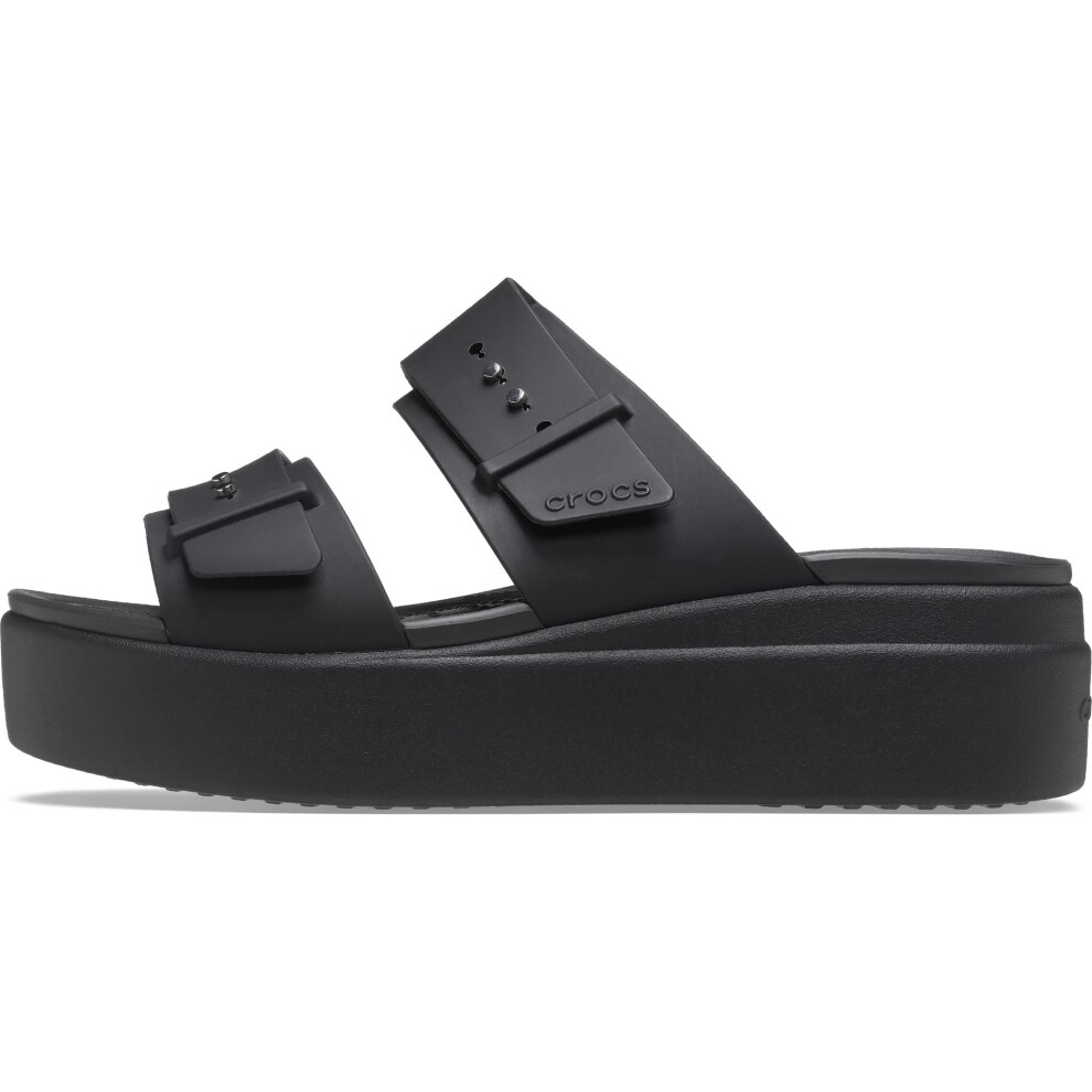 Crocs Womens Brooklyn Buckle Low Wedge Sandals  Black  9 Women
