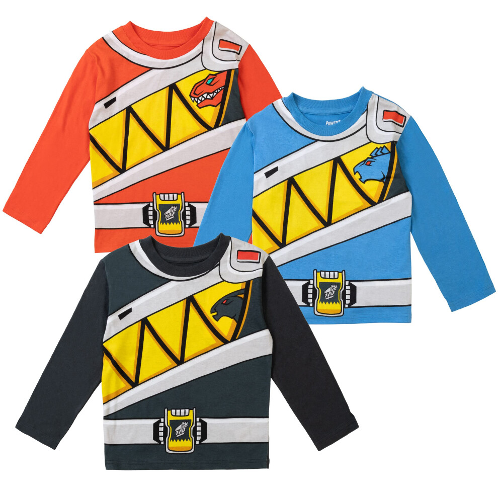 Power Rangers Toddler Boys 3 Pack Long Sleeve Graphic TShirt RedBlueCharcoal 5T