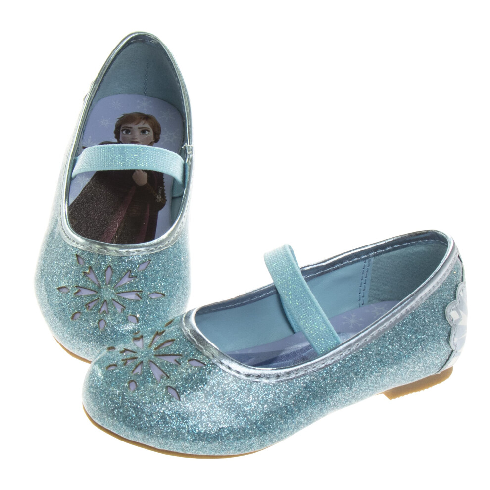 Disney Girls Mary Jane Flats  Kids Character Princess Dress up Slipon Shoes  Blue 8 Medium  Toddler