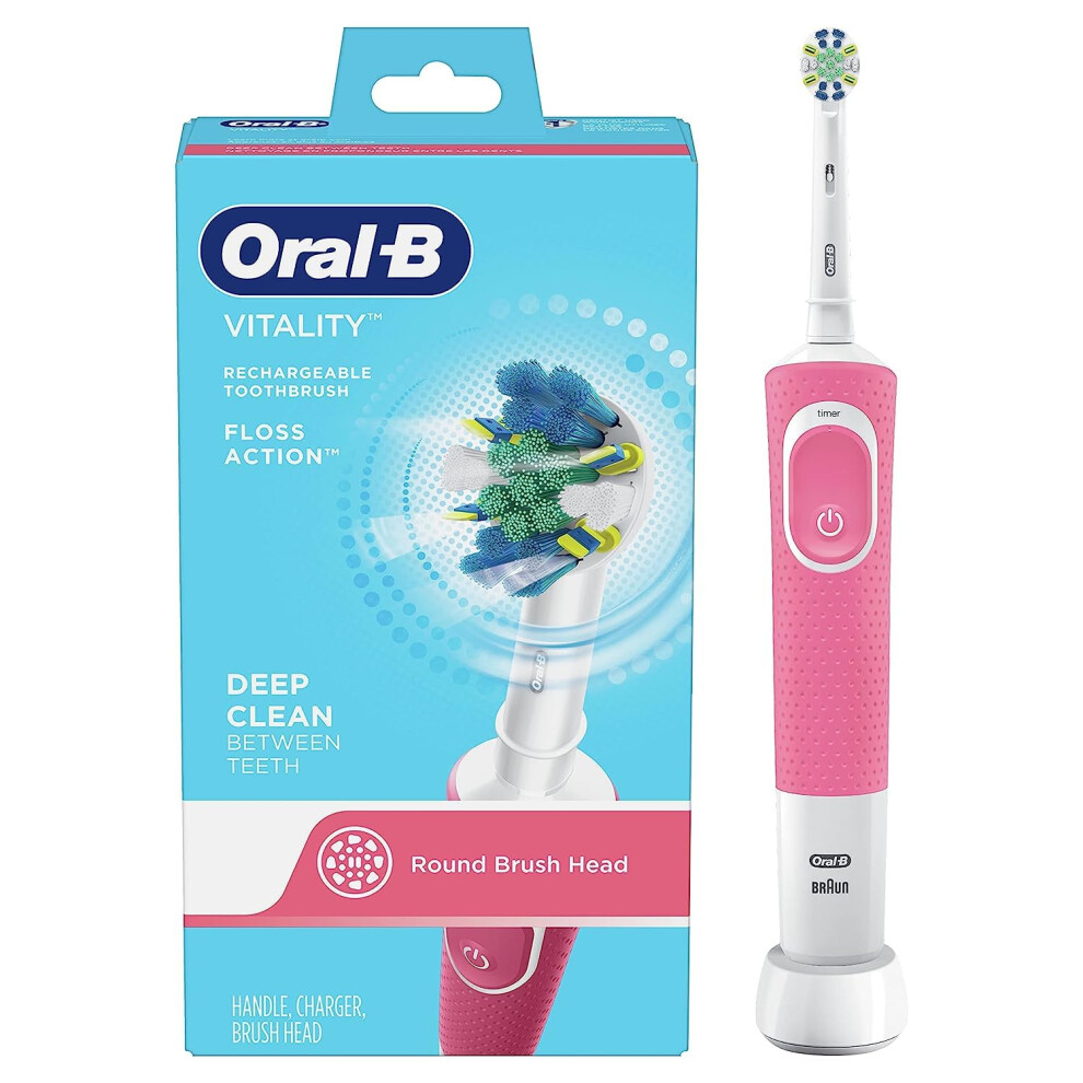 OralB Vitality FlossAction Electric Toothbrush with Replacement Brush Head  Pink