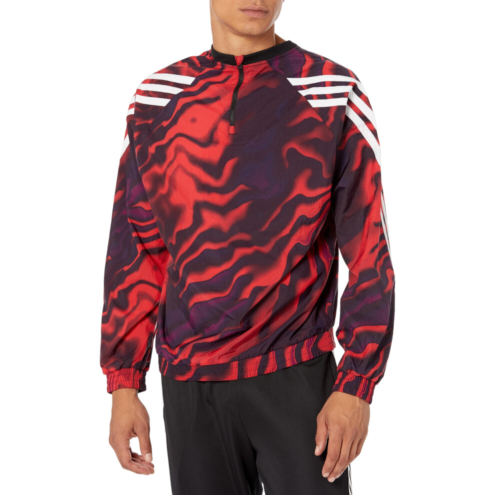 adidas Mens Future Icon All Over Print Crewneck  Bright Red  Medium