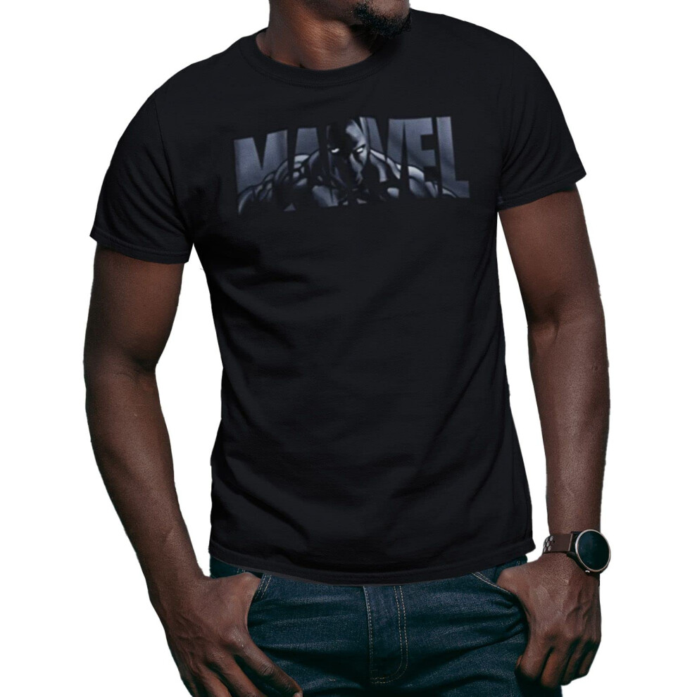 Marvel Logo Black Panther Tshirt for Men Adult Graphic Tee TShirt Mens Merch Merchandise Classic Vintage Stuff Teen Jet Black