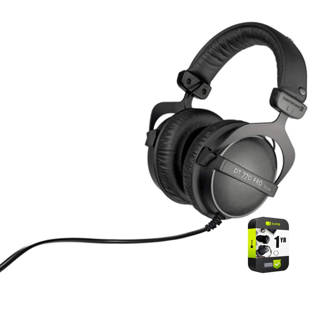 beyerdynamic 483664 DT 770 Pro Closed Dynamic OverEar Headphones 32 Ohm Bundle with 1 YR CPS Enhanced Protection Pack