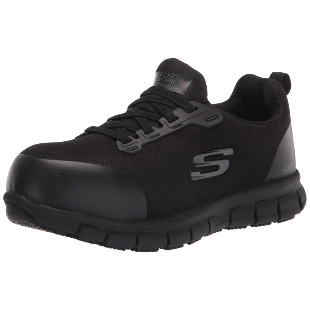 Skechers Womens Slip on Athletic Construction Shoe  Black  8