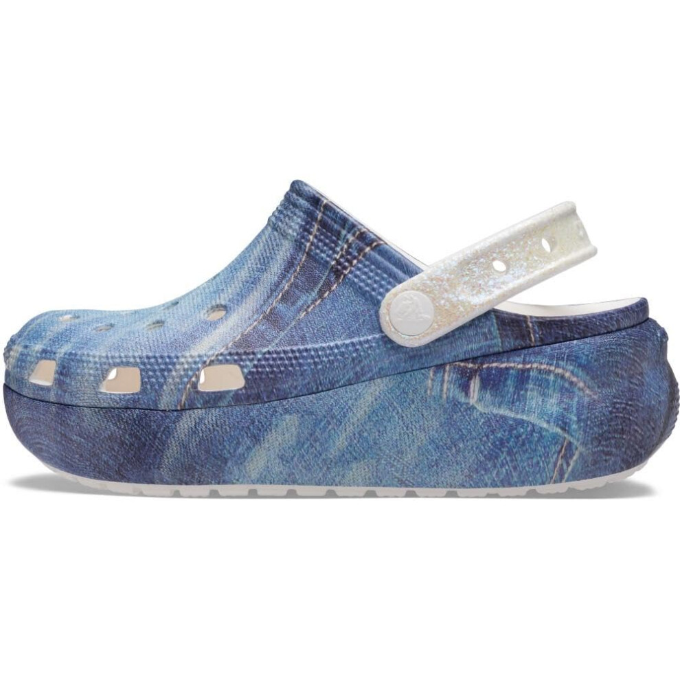 Crocs Classic Cutie Crush Clog  Seasonal Graphics Little KidBig Kid WhiteMulti Denim 1 Little Kid M