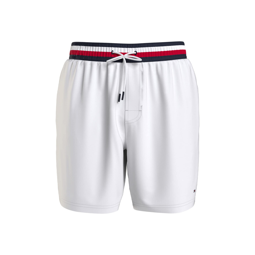 Tommy Hilfiger Mens Standard 7    Flag Swim Trunks with Quick Dry  Tommy White  2XL