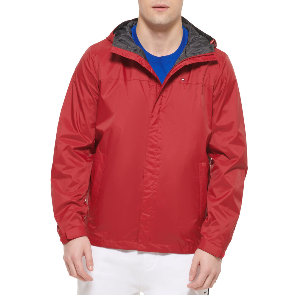 Tommy Hilfiger Mens Lightweight Breathable Waterproof Hooded Jacket  Red  3X