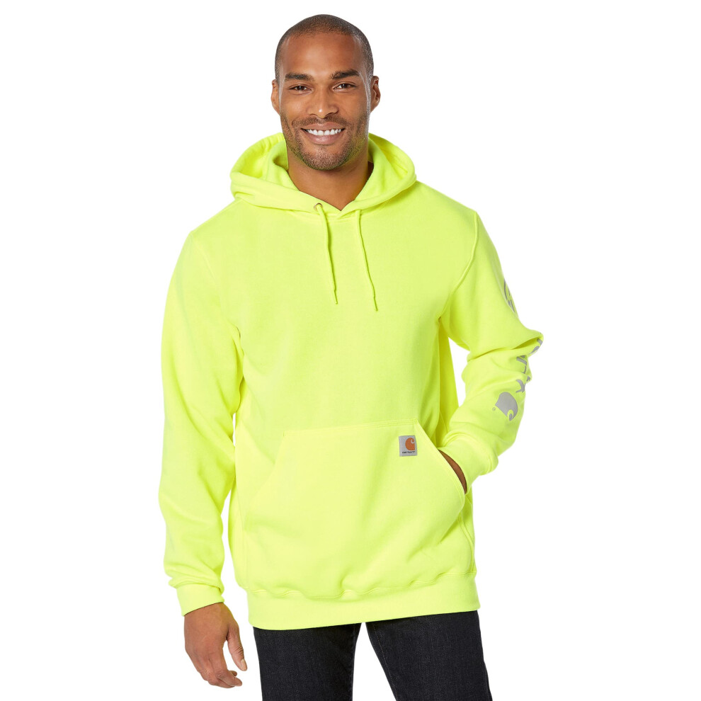 Carhartt Mens Big  Tall Loose Fit Midweight Logo Sleeve Graphic Sweatshirt  Brite Lime