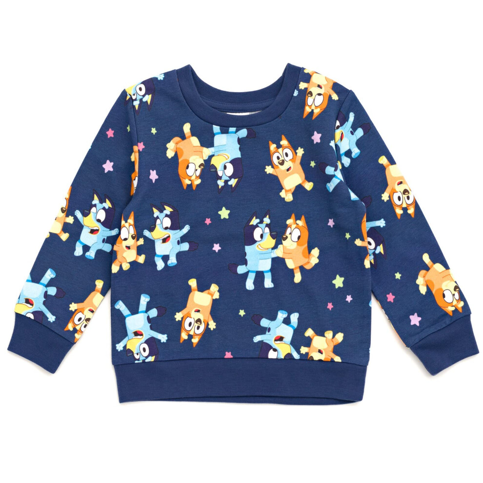 Bluey Bingo Big Girls French Terry Sweatshirt 1012 Blue