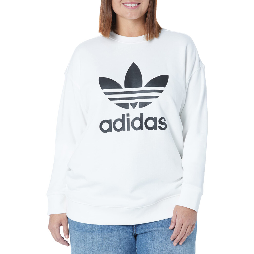 adidas Originals Womens Trefoil Crew Sweatshirt  White  Small