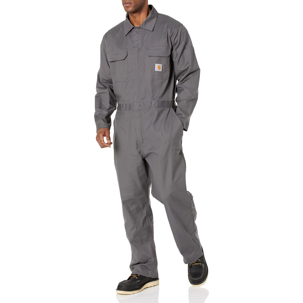 Carhartt mens Rugged Flex Canvas Big  Tall Coveralls  Gravel  Medium Tall US