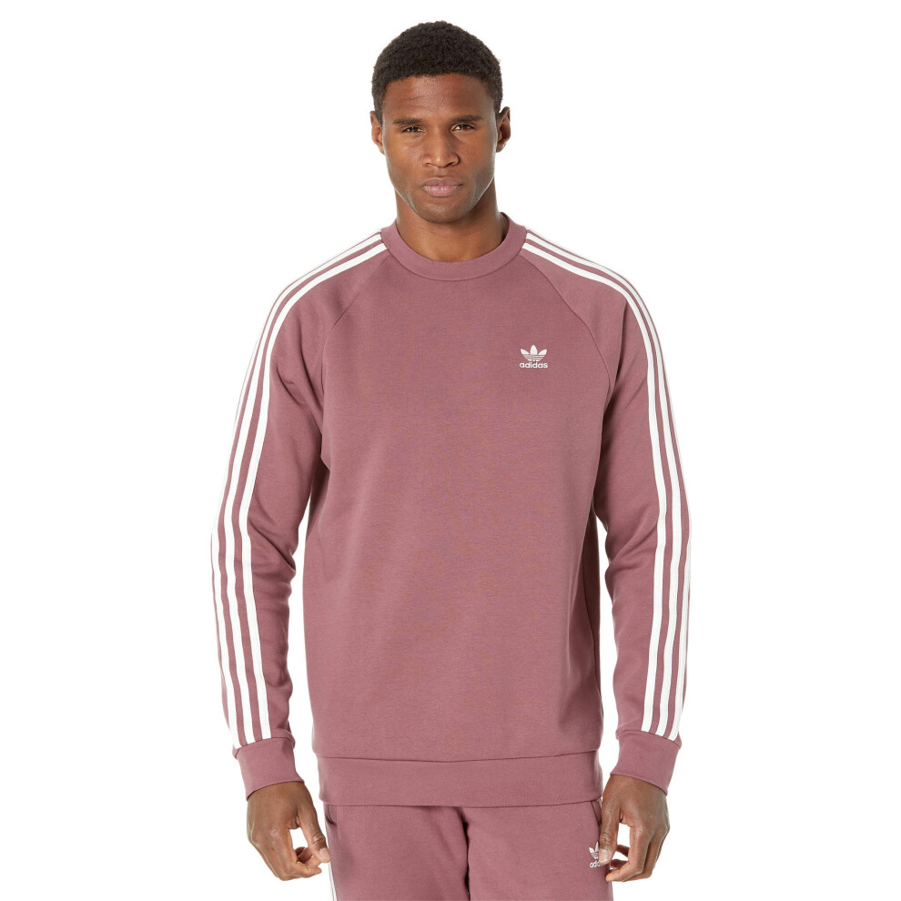 adidas Originals Mens Adicolor Classics 3Stripes Crew Sweatshirt  Quiet Crimson  Medium