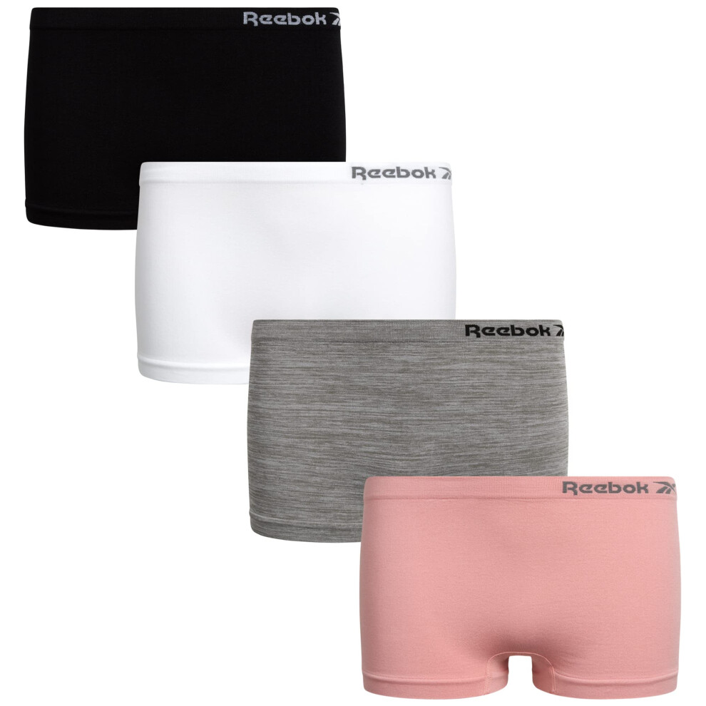 Reebok Girls Underwear  Seamless Boyshort Panties 4 Pack  Size 810  PinkGreyWhiteBlack