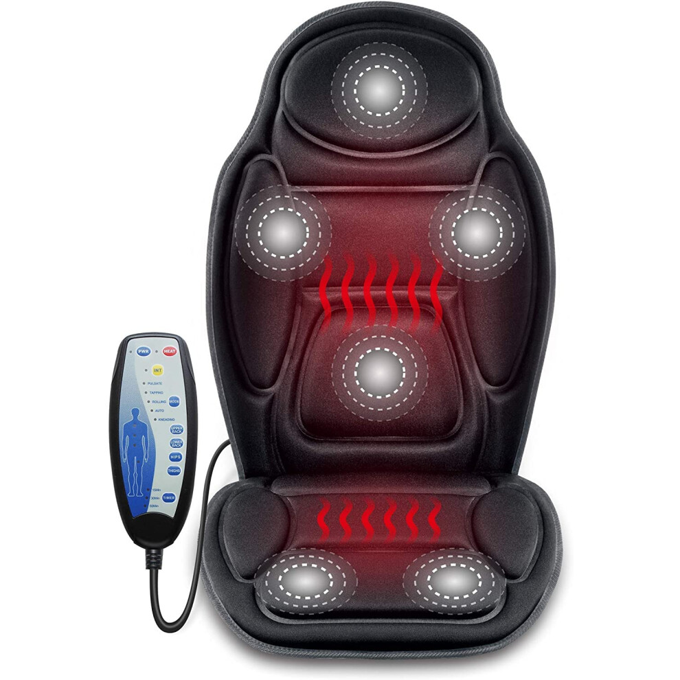 Snailax Massage Seat Cushion Back Massager With Heat 6 Vibration Massage Nodes 2 Heat Levels Massage Chair Pad For Home Of