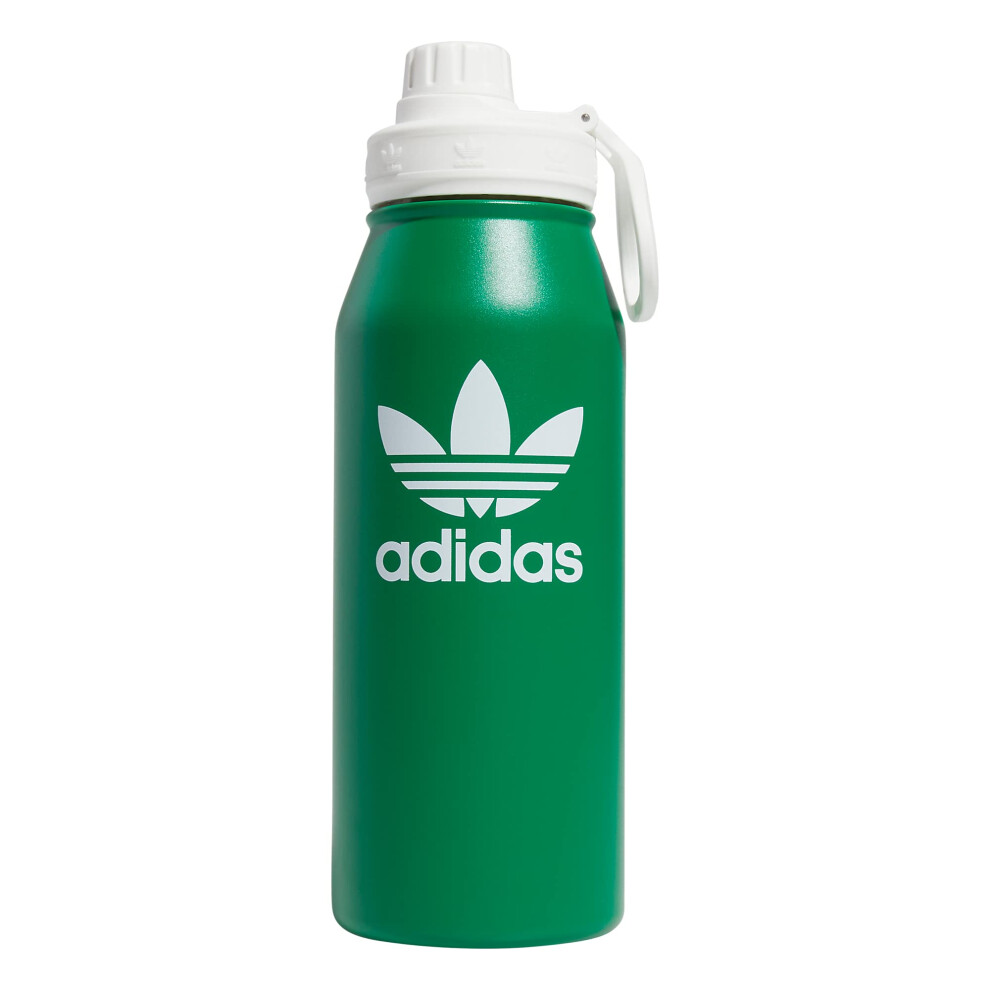 adidas Originals 1 Liter 32 Oz Metal Water Bottle  HotCold DoubleWalled Insulated 188 Stainless Steel  GreenWhite  One Siz