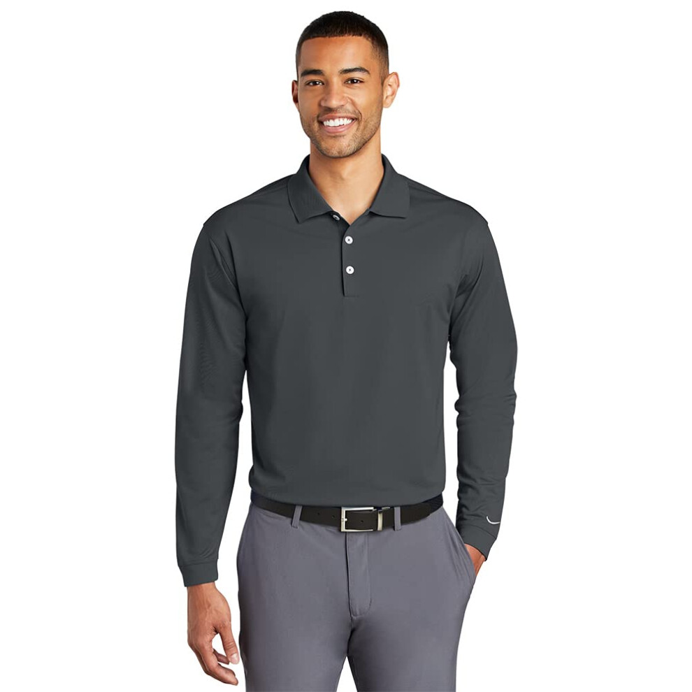 NIKE Golf Long Sleeve DriFIT Stretch Tech Polo 466364 Anthracite M