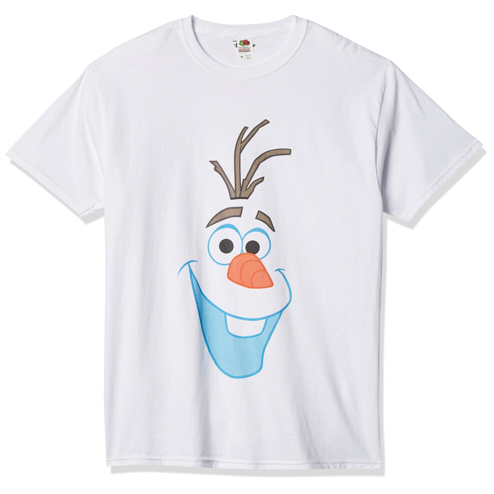 Disney Mens Frozen Big Olaf Face Two TShirt  White  3XLarge