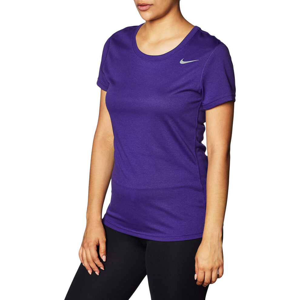 Nike Womens DriFit Legend Short Sleeve TShirt Medium  Purple