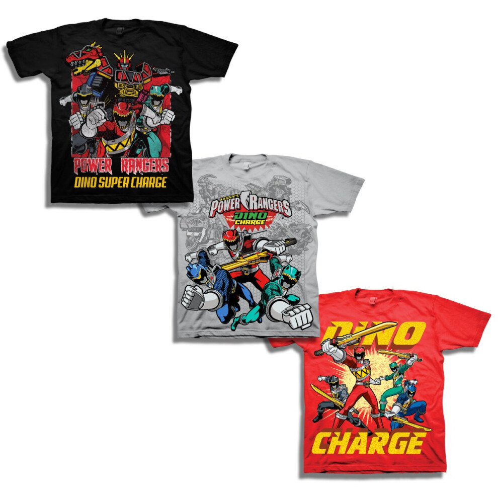 Power Rangers Boys Super Dino Charge 3 Pack Tee Bundle T Shirt  BlackSilverRoyal  Medium US