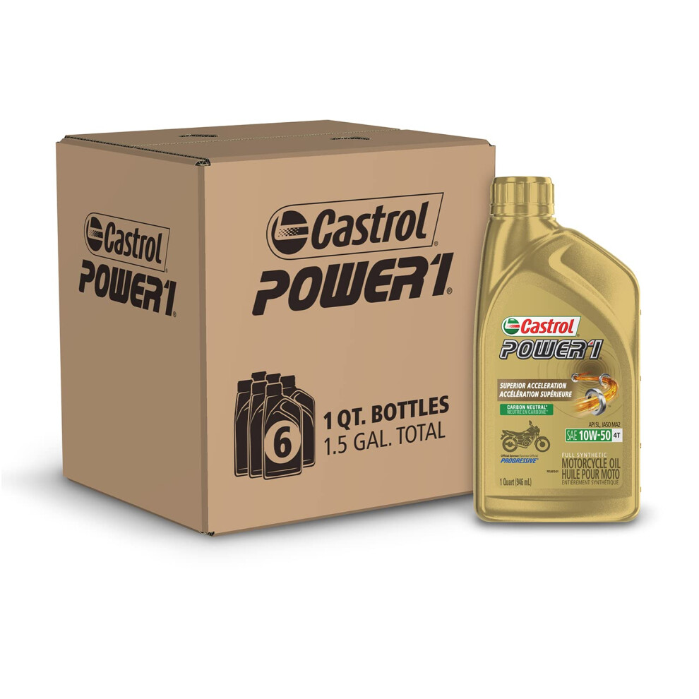 Castrol Power1 4T 10W50 Full Synthetic Motorcycle Oil  1 Quart  Pack of 6