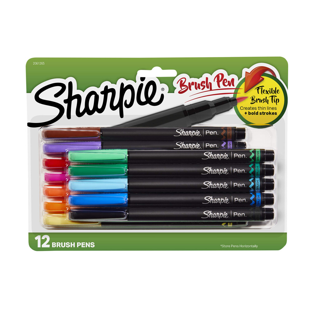 Sharpie Brush Tip Pens  Assorted Colors  12 Count