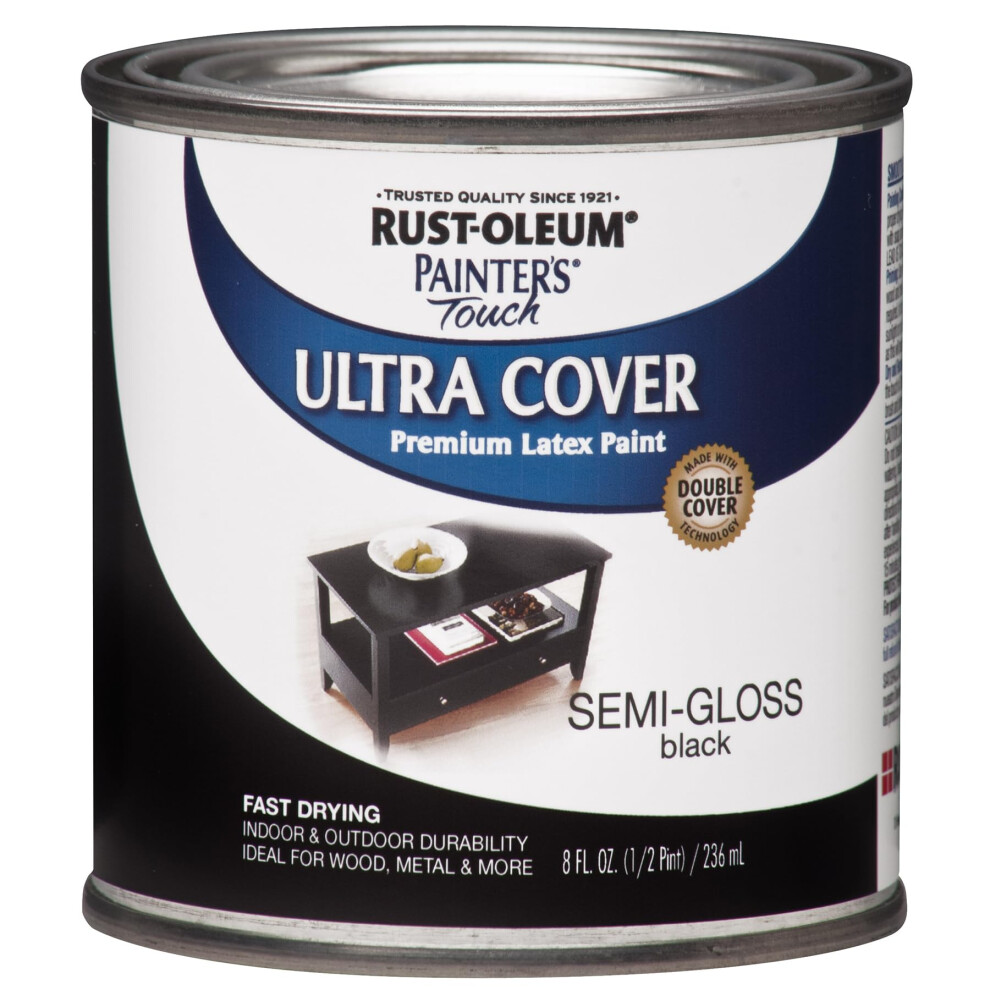 RustOleum 1974730 Painters Touch Enamel Latex Paint  Half Pint  SemiGloss Black 8 Fl Oz Pack of 1