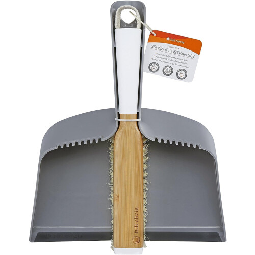 Ensemble Balai et Pelle Full Circle Clean Team, Blanc & Gris