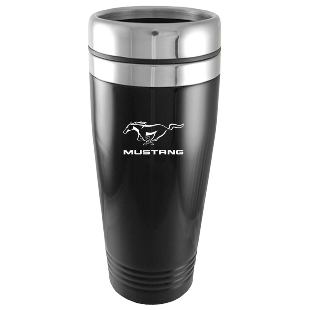 AuTOMOTIVE GOLD Stainless Steel Travel Mug for Ford Mustang Black