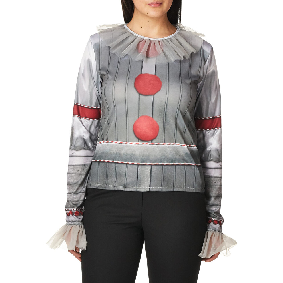 Rubies Womens IT Movie Chapter 2 Pennywise Costume Top and Make Up  As Shown  Small