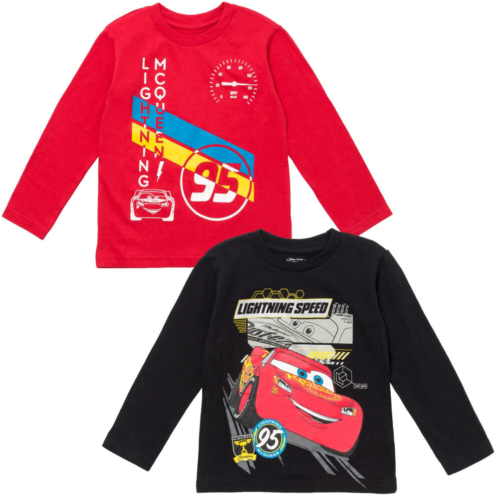 Disney Pixar Cars Lightning McQueen Little Boys 2 Pack TShirts RedBlack 6