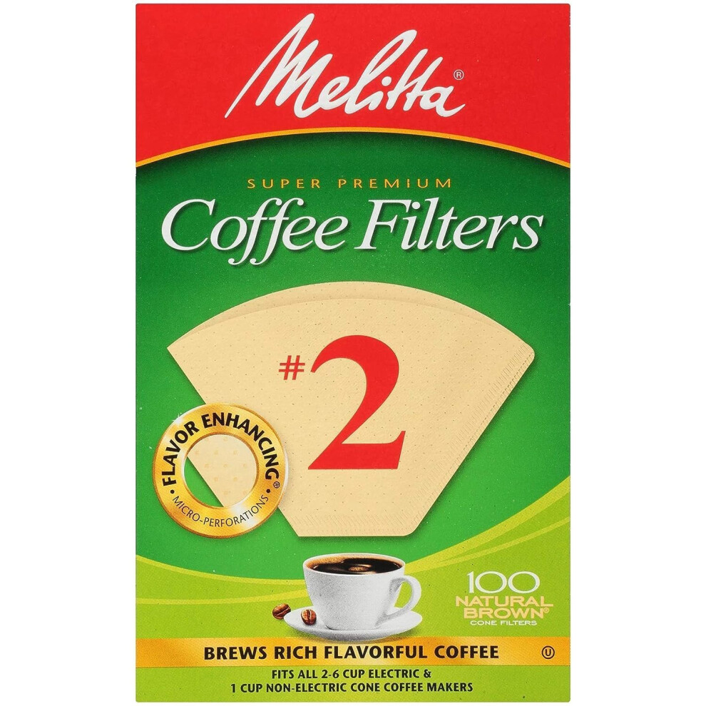 Melitta Cone Coffee Filter 2 100 Count Natural Brown