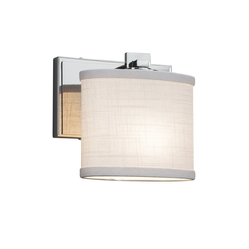 Textile  Era 1Light Wall Sconce  Oval Woven Fabric Shade in White  Polished Chrome Finish  LED