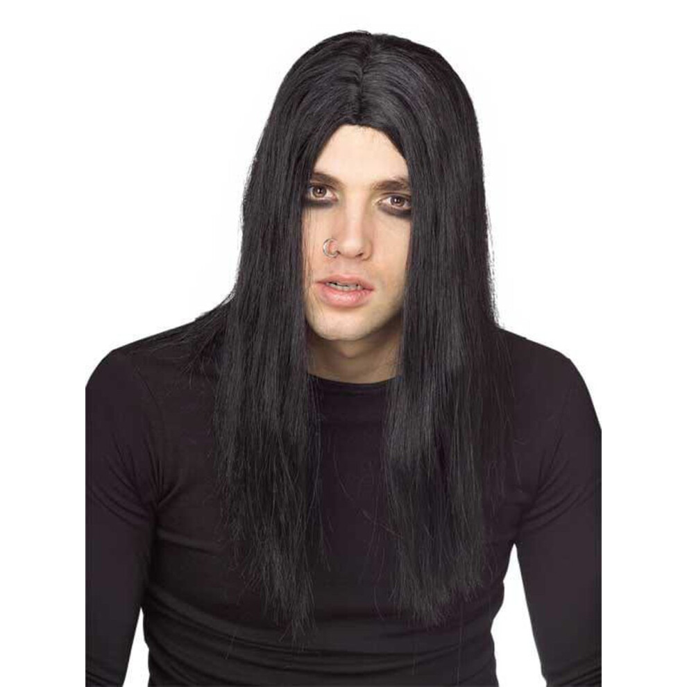 Rubies mens Evildoer Wig Party Supplies  Black  One Size US